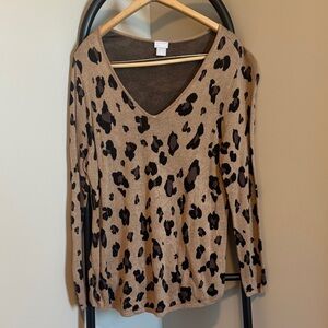 Chico's light weight v neck animal print sweater